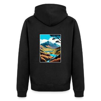 Egmont Nationalpark Neuseeland Reiseposter - Unisex Premium Bio Zip Hoodie - Schwarz - Hinten - Nico (187cm)