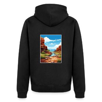 Karijini Nationalpark Australien Reiseposter - Unisex Premium Bio Zip Hoodie - Schwarz - Hinten - Nico (187cm)
