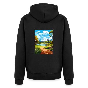 Kings Park Royal Botanic Garden Travel Poster - Unisex Premium Organic Zip Hoodie - black - Back - Nico (187cm)