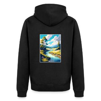 Wye Creek Dekoration Neuseeland Reiseposter - Unisex Premium Bio Zip Hoodie - Schwarz - Hinten - Nico (187cm)