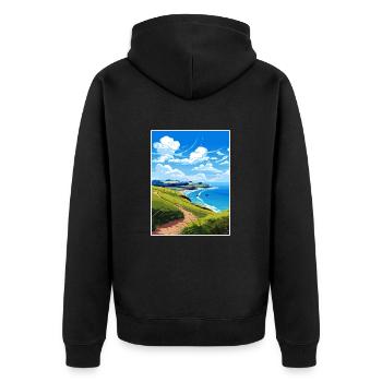 Coromandel-Halbinsel Neuseeland Reiseposter - Unisex Premium Bio Zip Hoodie - Schwarz - Hinten - Nico (187cm)