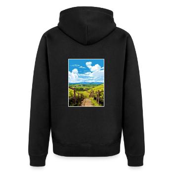 Wairarapa Wine Region New Zealand Travel Poster - Unisex Premium Organic Zip Hoodie - black - Back - Nico (187cm)