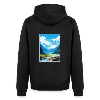 Franz Josef Glacier Nouvelle-Zélande affiche de voyage - Veste à capuche bio Premium Unisexe - noir - Dos - Nico (187cm)