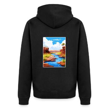 Karijini Nationalpark Australien Reiseposter - Unisex Premium Bio Zip Hoodie - Schwarz - Hinten - Nico (187cm)