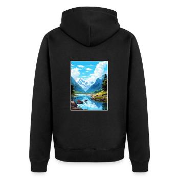 Fiordland Nationalpark Neuseeland Reiseposter - Unisex Premium Bio Zip Hoodie - Schwarz - Hinten - Nico (187cm)