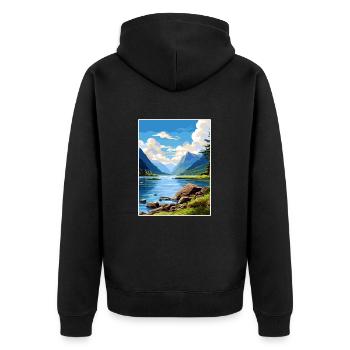 Fiordland Nationalpark Neuseeland Reiseposter - Unisex Premium Bio Zip Hoodie - Schwarz - Hinten - Nico (187cm)