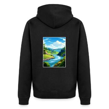 Tal der Giganten Baumwipfelpfade Reiseposter - Unisex Premium Bio Zip Hoodie - Schwarz - Hinten - Nico (187cm)