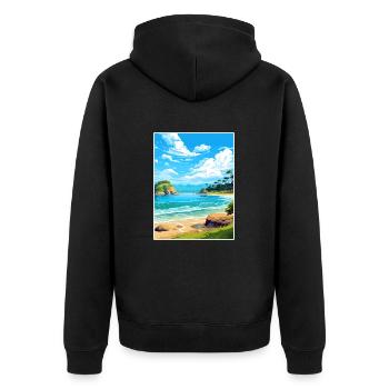 Abel Tasman Nationalpark Neuseeland Souvenir - Unisex Premium Bio Zip Hoodie - Schwarz - Hinten - Nico (187cm)