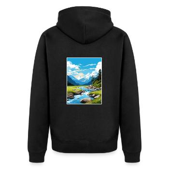 Fiordland Nationalpark Neuseeland Reiseposter - Unisex Premium Bio Zip Hoodie - Schwarz - Hinten - Nico (187cm)