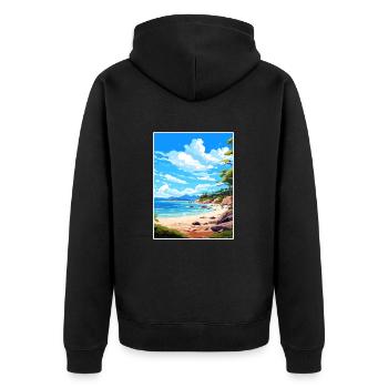 Abel Tasman Nationalpark Neuseeland Souvenir - Unisex Premium Bio Zip Hoodie - Schwarz - Hinten - Nico (187cm)