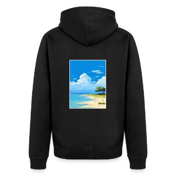 Lady Elliot Island Australien Deko Reiseposter - Unisex Premium Bio Zip Hoodie - Schwarz - Hinten - Nico (187cm)