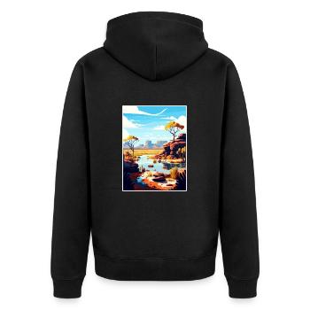 Kakadu Australia Vintage Travel Poster Souvenir - Unisex Premium Organic Zip Hoodie - black - Back - Nico (187cm)