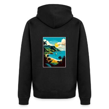 Saint-Vincent-et-les-Grenadines Voyage dans les Caraïbes - Veste à capuche bio Premium Unisexe - noir - Dos - Nico (187cm)