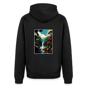 Daintree Australie Vintage voyage affiche Souvenir - Veste à capuche bio Premium Unisexe - noir - Dos - Nico (187cm)