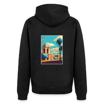 Adelaide Australien Vintage Reiseposter Souvenir - Unisex Premium Bio Zip Hoodie - Schwarz - Hinten - Nico (187cm)