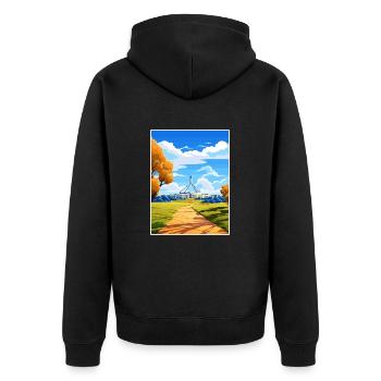 Canberra Australien Vintage Reiseposter Souvenir - Unisex Premium Bio Zip Hoodie - Schwarz - Hinten - Nico (187cm)