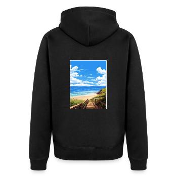 Byron Bay Australie Vintage voyage affiche Souvenir - Veste à capuche bio Premium Unisexe - noir - Dos - Nico (187cm)