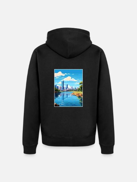 Brisbane Australie Vintage voyage affiche Souvenir - Premium økologisk unisex-hættejakke - sort