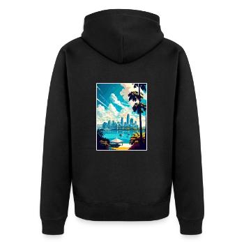 Brisbane Australien Vintage Reiseposter Souvenir - Unisex Premium Bio Zip Hoodie - Schwarz - Hinten - Nico (187cm)
