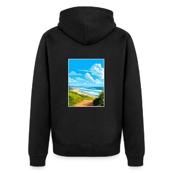 Byron Bay Australie Vintage voyage affiche Souvenir - Veste à capuche bio Premium Unisexe - noir - Dos - Nico (187cm)