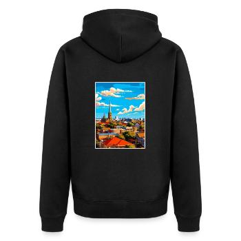 Adelaide Australien Vintage Reiseposter Souvenir - Unisex Premium Bio Zip Hoodie - Schwarz - Hinten - Nico (187cm)