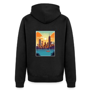 Brisbane Australien Vintage Reiseposter Souvenir - Unisex Premium Bio Zip Hoodie - Schwarz - Hinten - Nico (187cm)