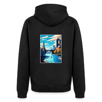 Melbourne Australie Vintage voyage affiche Souvenir - Veste à capuche bio Premium Unisexe - noir - Dos - Nico (187cm)
