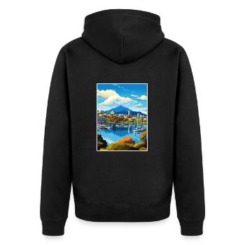 Hobart Australie Au Vintage voyage affiche Souvenir - Veste à capuche bio Premium Unisexe - noir - Dos - Nico (187cm)