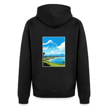 Tauranga Nouvelle-Zélande Vintage voyage affiche WPA Art - Veste à capuche bio Premium Unisexe - noir - Dos - Nico (187cm)