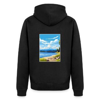 Te Anau Neuseeland Vintage Reiseposter Souvenir - Unisex Premium Bio Zip Hoodie - Schwarz - Hinten - Nico (187cm)