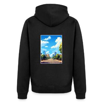 Perth Australie déco Vintage voyage affiche WPA Art - Veste à capuche bio Premium Unisexe - noir - Dos - Nico (187cm)
