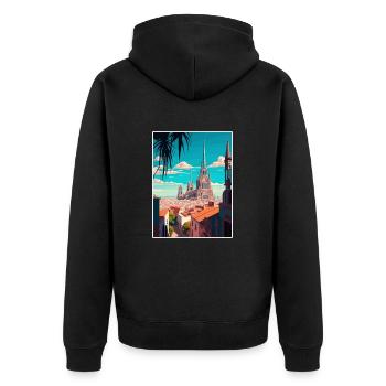 Guadalajara Dekoration Vintage Reiseposter WPA - Unisex Premium Bio Zip Hoodie - Schwarz - Hinten - Nico (187cm)