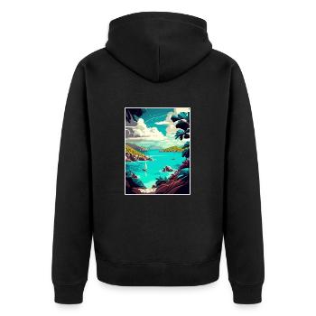 British Virgin Islands Vintage Travel Poster WPA - Unisex Premium Organic Zip Hoodie - black - Back - Nico (187cm)
