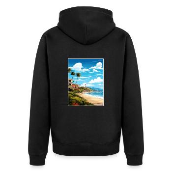 Heilige Teresa Costa Rica Vintage Reiseposter WPA - Unisex Premium Bio Zip Hoodie - Schwarz - Hinten - Nico (187cm)