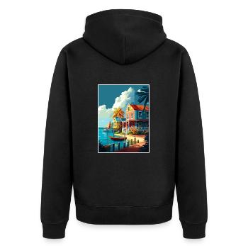 Îles Caïmans Caraïbes Vintage Travel Poster WPA - Veste à capuche bio Premium Unisexe - noir - Dos - Nico (187cm)