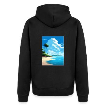 Tortuga Insel Costa Rica Vintage Reiseposter - Unisex Premium Bio Zip Hoodie - Schwarz - Hinten - Nico (187cm)