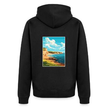 Valdes Halbinsel Argentinien Vintage Reiseposter - Unisex Premium Bio Zip Hoodie - Schwarz - Hinten - Nico (187cm)