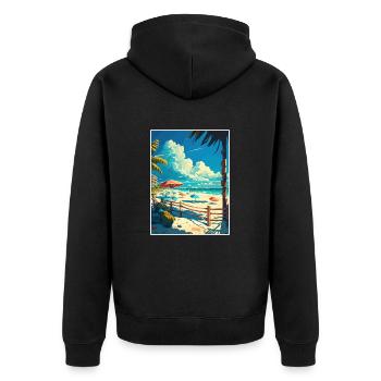 Playa del Carmen Dekoration Vintage Reiseposter - Unisex Premium Bio Zip Hoodie - Schwarz - Hinten - Nico (187cm)