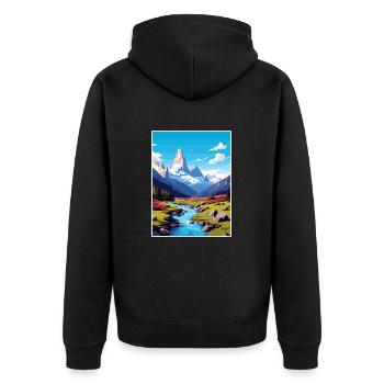 Neuquen Dekoration Vintage Reiseposter - Unisex Premium Bio Zip Hoodie - Schwarz - Hinten - Nico (187cm)