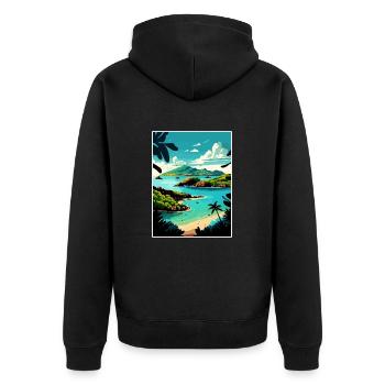 Antigua-et-Barbuda Affiche de voyage dans les Caraïbes - Veste à capuche bio Premium Unisexe - noir - Dos - Nico (187cm)