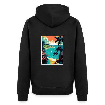 Trinidad und Tobago Karibik Reiseposter - Unisex Premium Bio Zip Hoodie - Schwarz - Hinten - Nico (187cm)