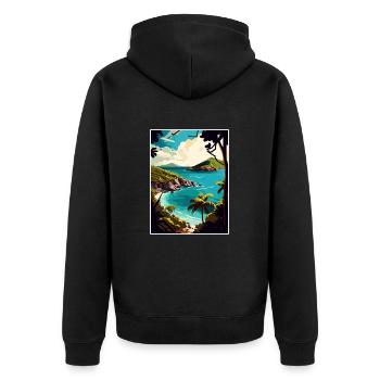 Îles Vierges américaines Caraïbes Vintage affiche de voyage - Veste à capuche bio Premium Unisexe - noir - Dos - Nico (187cm)