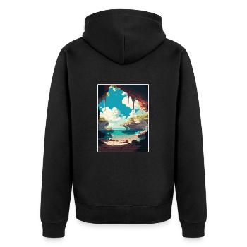 Yucantan Halbinsel Dekoration Reiseposter - Unisex Premium Bio Zip Hoodie - Schwarz - Hinten - Nico (187cm)