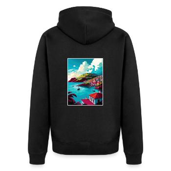 Grenada Caribbean Vintage Travel Poster Souvenir - Unisex Premium Organic Zip Hoodie - black - Back - Nico (187cm)