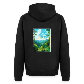 Amazone Regenwald Vintage Reiseposter Souvenir - Unisex Premium Bio Zip Hoodie - Schwarz - Hinten - Nico (187cm)