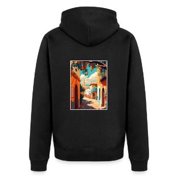 Oaxaca Decoration Vintage Travel Poster Souvenir - Unisex Premium Organic Zip Hoodie - black - Back - Nico (187cm)