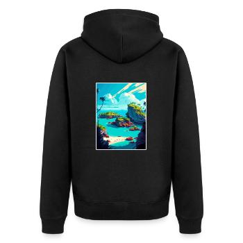 Bermuda Karibik Vintage Reiseposter Souvenir - Unisex Premium Bio Zip Hoodie - Schwarz - Hinten - Nico (187cm)