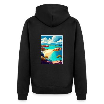 Anguilla Caribbean Vintage Travel Poster Souvenir - Unisex Premium Organic Zip Hoodie - black - Back - Nico (187cm)