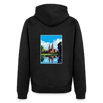 La Plata Argentinien Vintage Reiseposter Souvenir - Unisex Premium Bio Zip Hoodie - Schwarz - Hinten - Nico (187cm)