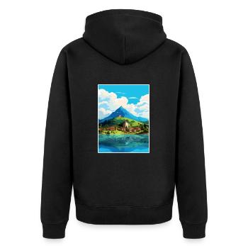Florianopolis Brésil Vintage voyage affiche WPA Art - Veste à capuche bio Premium Unisexe - noir - Dos - Nico (187cm)